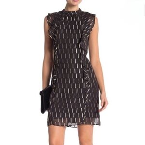 Worthington Black & Gold Sheath Mini Dress | Size 4 | NWT